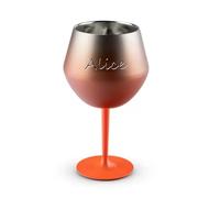Personalized Stainless Steel Goblet Custom Engraved Text Wine Glasses Metal Drink Champagne Goblet for Birthday Party Wedding,500 ml (Saffron)