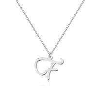 Personalized Stainless Steel Initial Necklace with Handwritten Letter Script Font Pendant, Customizable Monogrammed Jewelry for Women Gift Idea for Anniversary Birthday Christmas Mother Day Graduation