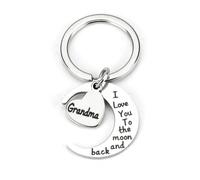 Personalized Stainless Steel Moon Keychain with Heart Pendant, Heartfelt Gifts for Grandma, Granny Keyring, 'i Love You to the Moon and Back', Perfect Birthday, Or Friendship Gift for Women