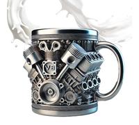 Personalized Stainless Steel Mug, V8/V6 Engines Design Stainless Steel Cup,Personalized Engine Shaped Coffee Mug, Stylish Water Supplies, Metal Camping Cups