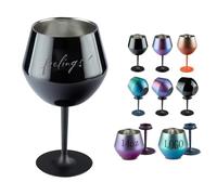 Personalized Stainless Steel Wine Tumbler with Detachable Stem, Custom Engraved 500ml Insulated Goblet, DIY Text Multi-Functional Cup for Gifts Party Outdoor Travel Home Use (Black)