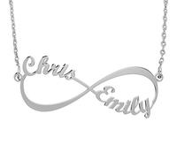 Personalized Sterling Silver infinity necklace with names Custom 18K Gold Plated Name Necklace Eternal Jewelry
