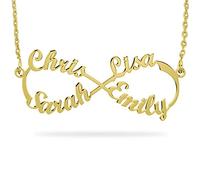 Personalized Sterling Silver infinity necklace with names Custom 18K Gold Plated Name Necklace Eternal Jewelry