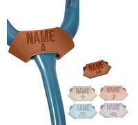 Personalized Stethoscope Name Tag, Custom Engraved Leather ID Charm Accessory for Doctors, Vets, Medical Assistant, Student Nurse, Handmade Graduation and Nurses Week Gifts (Brown)