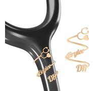 Personalized Stethoscope Name Tags, Customized Nurse and Doctor ID Badges for Nurses, Doctors, Medical Assistants - Stethoscope Charm with Birthday Flower Makes the Perfect Nurses Week Gift, Glod