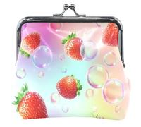Personalized Strawberry Bubbles Pastel Pink Women's Coin Purses & Pouches Kiss Lock Card Change Holder for Coins