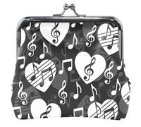 Personalized Stylish Leather Coin Purse with Music Notes for Women Leather Coin Purse with Kiss Lock, Chic Love Music Notes, OneSize, Music Notes of Chic Love, OneSize, Classic