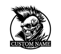 Personalized Sugar Skull Metal Sign,Custom Skull Wall Art For room Decor,Man Cave Decor,Skull Metal Art,Skull Name Sign,Skull Wall Hanging,Skull Lover Gift (Style-10)