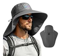 Personalized Sun Hat Custom Logo/Text, UPF 50+ Wide Brim Bucket Hat with Neck Flap, Adjustable Fishing Hat for Men Women, Dark Grey, 7/ 7 1/2