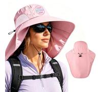 Personalized Sun Hat Custom Logo/Text, UPF 50+ Wide Brim Bucket Hat with Neck Flap, Adjustable Fishing Hat for Men Women, Pink, 7/ 7 1/2