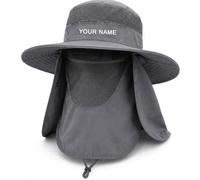 Personalized Sun Hat with Name, Custom Monogram UPF 50+ Fishing Hat with Face Neck Flap, Customized 360° Protection Breathable Waterproof for Hiking, Gardening, Outdoor Work Dark Grey