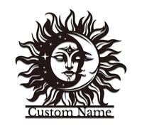 Personalized Sun & Moon Metal Wall Art - Custom Celestial Sign for Home & Garden - Spiritual Gift for Yoga Studios & Nature Lovers (Style-1)