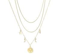 Personalized Sun Moon Star Double layered Titanium Steel Necklace for Women's Versatile Fashion Collarbone Chain