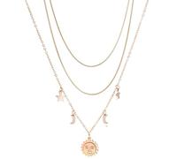Personalized Sun Moon Star Double layered Titanium Steel Necklace for Women's Versatile Fashion Collarbone Chain