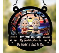 Personalized Suncatcher - My Favorite Place in The World is Next to You Custom Acrylic Suncatchers for Women,Men,Wife, Lovers, and Mom, for Couple Gift Ideas