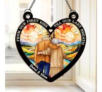 Personalized Suncatchers for Windows Hanging, Anniversary Couples Gifts for Grandma Grandpa Birthday Gift for Him Her Husband Wife - Window Hanging Home Decoration