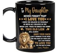 Personalized Sunflower to my Daughter never forget that I Love You Mug - You are my Sunshine, Christmas gifts, Wedding, Graduation, Valentines, Mothers, Birthday coffee cup (Lion)