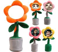 Personalized Sunflower Toys, Funny Customed Image Singing and Dancing Sensory Toys, Voice Recording Singing Sunflower Toy Learning Toys, Soft Plush Toy gifts for kids(Gift Box Packaging) (Saffron)