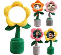 Personalized Sunflower Toys, Funny Customed Image Singing and Dancing Sensory Toys, Voice Recording Singing Sunflower Toy Learning Toys, Soft Plush Toy gifts for kids(Gift Box Packaging) (Yellow)