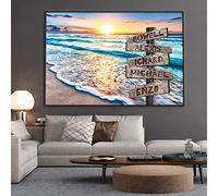 Personalized Sunset Beach Poster Custom Prints Personal Names On Road Sign Canvas Painting Scenery Wall Art Pictures 40x65cm(16x26in) with Frame