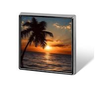 Personalized Sunset Palm Tree Ocean Lapel Pin for Men Women Cute Funny Square Brooch for Ease And Safe Aluminum Alloy Brooches Suit Dress Accessories Wedding Party