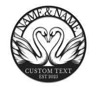 Personalized swan couple metal art, a custom gift for animal lovers, a cute bird-themed name tag, perfect for home decor, office decor, or a unique housewarming gift. (Style-2)
