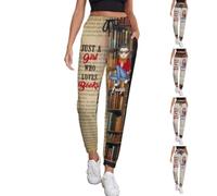 Personalized Sweatpants Loves Book with Name Just A Girl Who Loves Books Joggers Bookworm Bookish Sweatpants Literary Jogger Pants for Girl Women Casual Loose Lounge Pants Drawstring Waist Bottoms