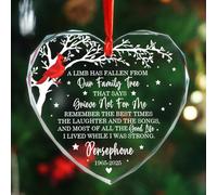Personalized Sympathy Christmas Ornament for Family Loss of Loved One Mom Dad, A Limb Has Fallen from Our Family Tree Heart Glass Ornament 2025, Custom Name/Year Red Cardinal Memorial Xmas Ornaments