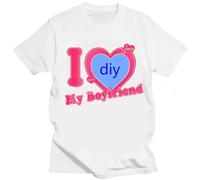 Personalized T-Shirt Custom I Love My Boyfriend/Girlfriend Printed Tee Personalized Picture Tshirt Women Men Casual Tops Streetwear Valentine Day Couple Gift Color3,S