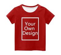 Personalized T Shirt for Boys Girls with Any Text Image Photo Unisex Fashion Short Sleeve Cotton Top Custom Printing T-Shirt Fashion Cute Round Neck Print Short Sleeve Top Summer T Shirt Red
