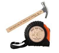 Personalized Tape Measure and Wood Hammer Tool Set, Custom Engraved Dad Gifts from Son Daughter, Fathers Day Birthday Gifts for Dad, Tool Gifts for Woodworkers, Carpenters, Grandpa, Papa