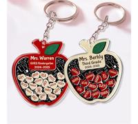 Personalized Teacher Apple Magnet with Studen's Name,Custom Teacher Shaker Magnet,Custom Classroom Name Plaque (Keychain)