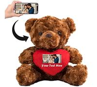 Personalized Teddy Bear with Heart for Customized Text & Image, Personalized Gifts Teddy Bear Plush Custom Teddy Bear Stuffed Animal for Girlfriend/ Family for Birthday/ Valentines Day(10in-Brown)