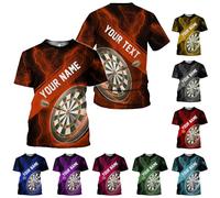 Personalized Tee Shirts Dart Dartboard Players Darting Board Mens Tshirt Personalised Sport Tops Classic Activewear Shirts for Fitness Gym Everyday M