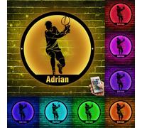 Personalized Tennis Player Neon Signs for Wall Decor, Custom Metal Name Tennis LED Night Light USB Powered Remote Control Switch 16 Color Change Lamp for Tennis Lover Xmas Kid Children Gift (Style 7)