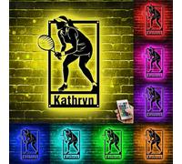 Personalized Tennis Player Neon Signs for Wall Decor, Custom Metal Name Tennis LED Night Light USB Powered Remote Control Switch 16 Color Change Lamp for Tennis Lover Xmas Kid Children Gift (Style 3)