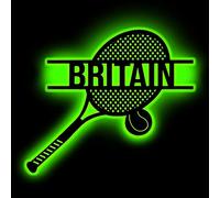 Personalized Tennis Racket Sign with LED Light Custom Tennis Player Name Metal Wall Art Tennis Neon Wall Hanging Sign Tennis Sport Sign Tennis Court Decor for Christmas,Tennis Racket Metal Sign-2