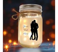 Personalized Text Jar Night Light for Couples - Romantic Home Decor LED Lamp - Birthday Gift for Girlfriend Boyfriend Wife Husband Christmas