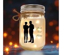 Personalized Text Jar Night Light for Couples - Romantic Home Decor LED Lamp - Birthday Gift for Girlfriend Boyfriend Wife Husband Christmas