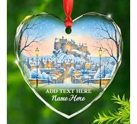 Personalized Text Year & Name Edinburgh Scotland Lover Ornament Xmas 2025, Custom Glass Christmas Ornament Gift for Trip Memories Family Bestie Men Women, Edinburgh Scotland Travel Souvenir Ornaments