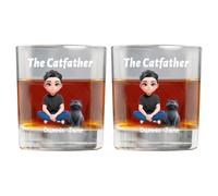 Personalized The Catfather Whiskey Glasses, Custom Name Cat Dad Beer Glass With Pet Breed, Father’s Day Christmas Birthday Funny Gift for Dad Papa Men Husband Pet Owner Him (Cat Beer Glass 2)