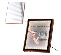 Personalized The Night You Became My Daddy Moon Phase Light Up Mirror - Custom LED Night Light with Names & Birthdate, Desktop Decor Gifts Suitable for Dad Fathers Day Birthday New Dad Keepsake