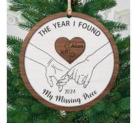 Personalized The Year I Found My Missing Piece Couple 2-Layered Wooden Christmas Ornament,Custom Mr and Mrs Newly Wed Hanging Decorations,Keepsake Xmas Gift Wife Husband
