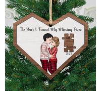 Personalized The Year I Found My Missing Piece Couple Christmas Ornament,Custom Mr and Mrs Christmas Tree Decorations Holiday Hanging,Xmas Keepsake Gift for Him Her Boyfriend Girlfriend