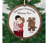 Personalized The Year I Found My Missing Piece Couple Christmas Ornament,Custom Mr and Mrs Christmas Tree Decorations Holiday Hanging,Xmas Keepsake Gift for Him Her Boyfriend Girlfriend