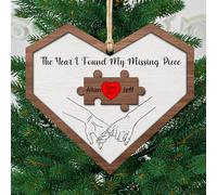 Personalized The Year I Found My Missing Piece Couple Christmas Ornament,Custom Mr and Mrs Newly Wed Christmas Tree Decorations Holiday Hanging Wooden Ornament,Keepsake Xmas Gift