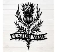 Personalized Thistle Metal Sign - Custom Name Scottish Flower Wall Art - Decoration for Home, Garden, Pub, or Outdoor Spaces - Celtic-Inspired Gift for Families & Friends (Style-1)