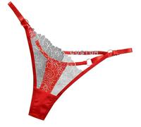 Personalized Thong with Rhinestone Letters,Customized Women's Underwear for Valentine's Day, 1-10 Pcs Couple Panties Featuring His Name & Lace Trim, Unique G-String lingerie Red