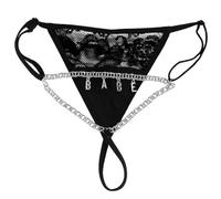 Personalized Thongs Sexy Waist Chain Thong for Women, Custom String Name G-string Personalized Underwear Panties Gift for Her, Laceblack-triangle Chian, One size