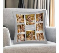 Personalized Throw Pillow Cover with Your Photos & Text - Custom Square Cushion Case for Family, Couples, Friends - Ideal for Holidays or Birthday